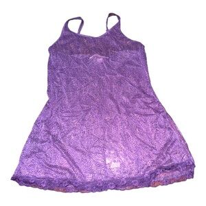 VTG Y2K Victoria Secret purple mesh leopard print mini slip dress Sheer Sz‎ M